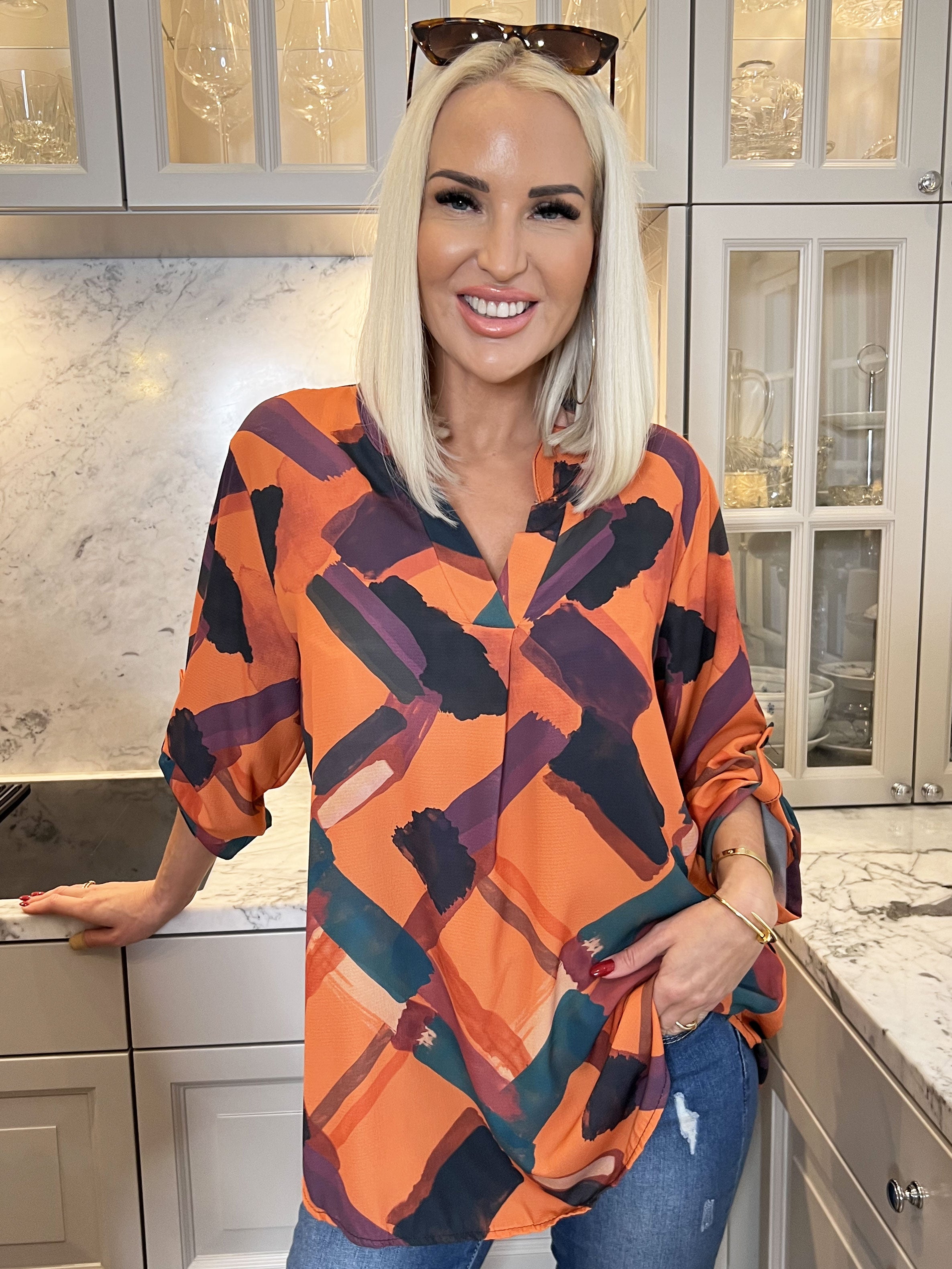 Vanesa Art - Mønstret flerfarvet tunika